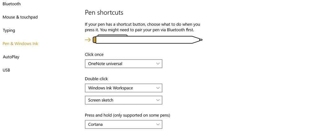 Windows Pen Shortcuts